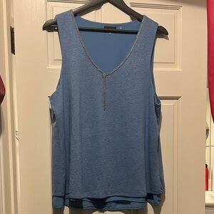 Crosby Blue Linen V-Neck Tank Top